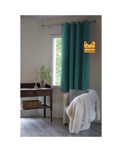 Lot de 4 rideaux occultants à oeillets – 140 x 180 cm – Petite Hauteur Bleu canard