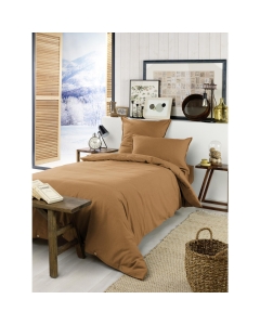 Housse de couette flanelle 140 x 200 cm candice camel Marron