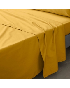 Drap plat 1 pers. 180 x 290 cm percale de coton 78 fils Curry