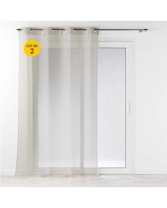 Lot de 2 Voilages à oeillets 140 x 240 cm liseré blanc Louise Beige