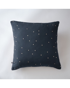 Taie d'oreiller gaze de coton brodée fil or 60 x 60 cm Gaia Chic Bleu marine