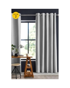 Lot de 2 rideaux occultant 140 x 280 cm grande hauteur Obscure Gris