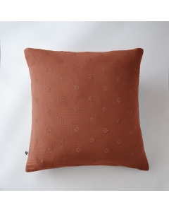 Taie d'oreiller brodée en gaze de coton 60 x 60 cm Gaïa Boho Terracotta