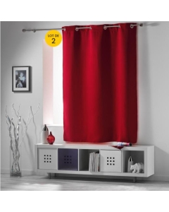 Paire de rideaux a oeillets 140 x 180 cm occultant uni occult Carmin