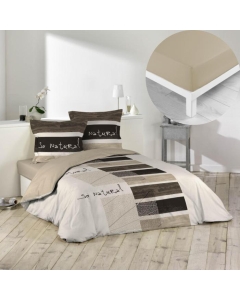 Pack parure de couette 260x240 cm So natural + drap housse 160x200x30 Beige