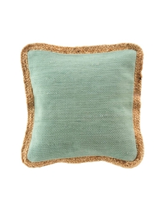 Coussin déhousssable passepoil 45 x 45 cm polycoton +jute Akina Sauge