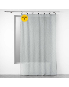 Lot de 2 Voilages à anneaux 140 x 240 cm voile tissé Linka Gris clair
