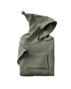 poncho enfant mixte 2/5 ans gaze de coton unie gaïa romarin