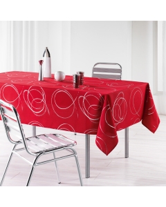 Nappe rectangle 150 x 240 cm polyester imprime argent bully Rouge