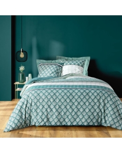 Parure 3 p. 240 x 220 cm polycoton  52 fils Stria Emeraude