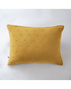 Taie d'oreiller brodée en gaze de coton 50 x 70 cm Gaïa Boho Jaune