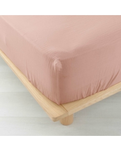 Drap housse 2 personnes 140 x 190 cm double gaze coton 57 fils Angelia Rose
