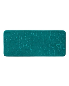 Tapis de bain 50 x 120 cm microfibre unie relief ricochet Bleu/emeraude