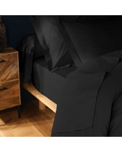 Drap plat 1 pers. 180 x 290 cm coton 57 fils Lina Noir