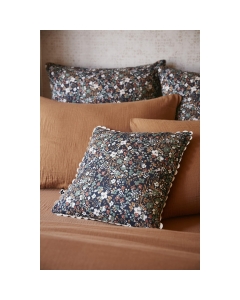 Coussin déhoussable avec croquet 40 x 40 cm gaze de coton imprimée capucine minuit Bleu foncé