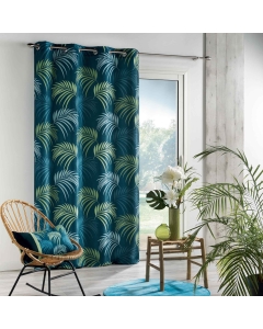 Rideau tamisant à oeillet 140 x H260 cm Blue végétal bleu