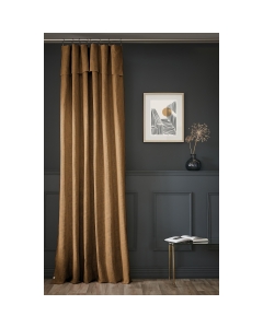 Rideau Ajustable Sixtine Camel - 140 x 270 cm - Coton Flammé 8 Anneaux Pince