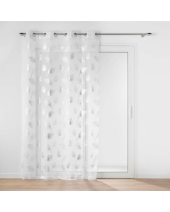 Voilage a oeillets 140 x 240 cm voile sablé  imprimé metallisé Edelia Argent