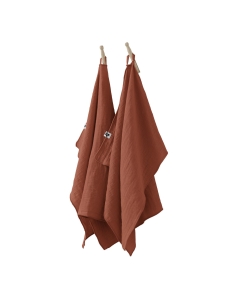 Lot de 2 essuie-mains gaze de coton 50 x 70 cm terracotta Orange