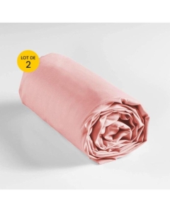 Lot de 2 draps housse king size 180 x 200 cm coton 57 fils Rose