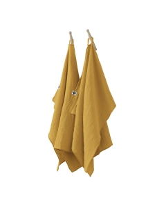 Lot de 2 essuie-mains gaze de coton 50 x 70 cm safran Jaune