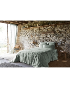 Housse de couette 260 x 240 cm lin lavé Soline Eucalyptus
