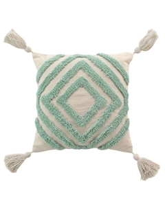Coussin dehous. compr. pompons 40 x 40 cm coton/polyester tufte athena Sauge