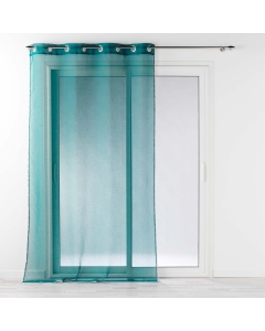 Voilage à oeillets 140 x 240 cm liseré blanc Louise Pétrole