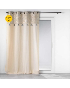 Lot de 2 rideaux à œillets 140 x 240 cm en polycoton - Modèle Solea Argent