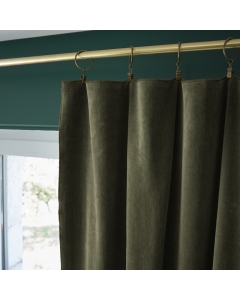 Rideau ajustable + 8 anneaux pince  140 x 270 cm velours de coton César Vert kaki