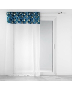 Panneau a oeillets 140 x 280 cm voile sable+top velours imp or clairine Bleu