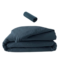 Pack parure en percale 78 fils 240 x 220 cm + DH 140x190 Bleu
