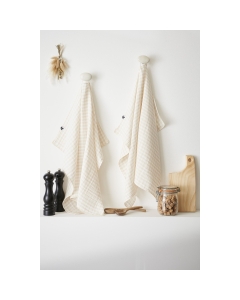 lot de 2 essuie-mains 50 x 70 cm gaze de coton tissée teinte vickie pampa