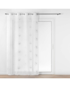 Panneau a oeillets 140 x 240 cm voile sable brode metallise sublimini Blanc