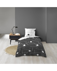 Housse de couette réversible 140 x 200 cm + 1 taie microfibre Sonate