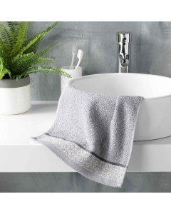 Serviette invite 30 x 50 cm eponge unie jacquard belina Gris