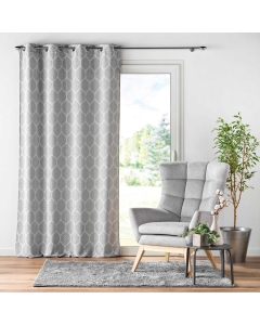 Rideau tamisant a oeillets 140 x 260 cm jacquard Feuilles Gris