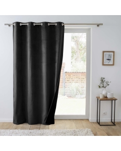 Rideau tamisant isolant thermique a oeillets 140 x 260 cm velours relief Polarchic Noir