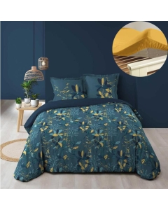 Pack housse de couette 220x240 cm Graminella + drap housse 140x190x30 Jaune