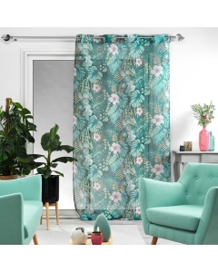 Voilage a oeillets 140 x 280 cm voile sablé Kelly Bleu