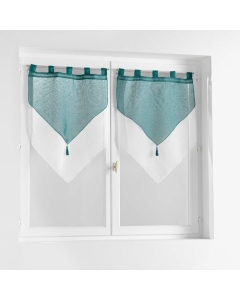 Paire pompon passants 2 x 60 x 120 cm voile double sable duetto Petrole/blanc