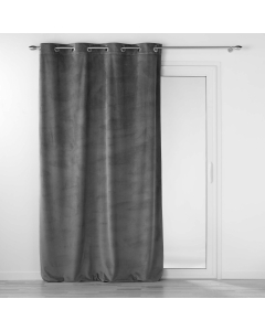 Rideau tamisant à oeillets 140 x 260 cm velours reflief Velouriane Anthracite