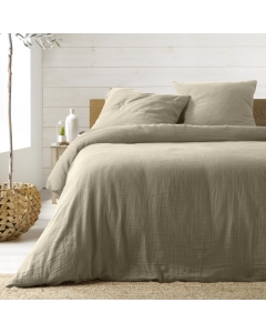 Parure de lit 260 x 240 cm double gaze coton uni 57 fils Angelia Sable