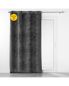Lot de 2 Rideaux occutant 140 x 240 cm en velours relief Analia Anthracite