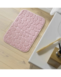 Tapis de bain 50 x 80 cm microfibre unie relief ricochet Rose Poudre