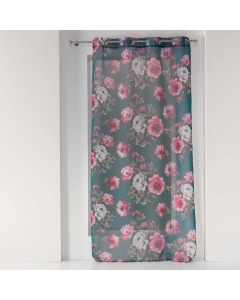 Voilage a oeillets 140 x 240 cm voile sable imprime flower life Petrole