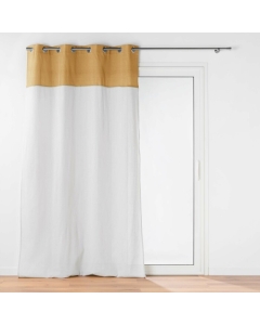 Rideau a oeillets 140 x 240 cm polycoton + haut en jute Janara Ocre