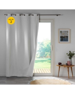 Lot de 2 Rideaux occultant double face 140 x 260 cm 100% microfibre Obscure Blanc