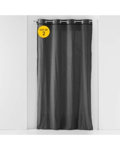Lot de 2 rideaux à oeillets 140 x 240 cm Coton lavé Linette Anthracite