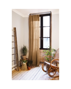 Lot de 2 rideaux 140 x 300 cm réglables double gaze de coton Camel